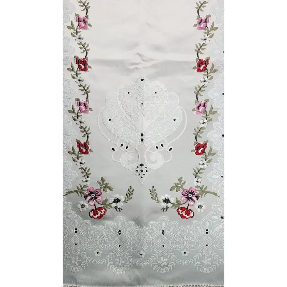 Pink and White Embroidered Islamic Prayer Rug, Prayer Mat 27.5" x 48" - Picture 3 of 8